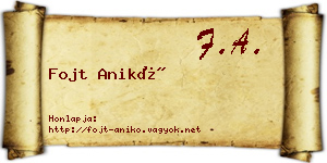 Fojt Anikó névjegykártya